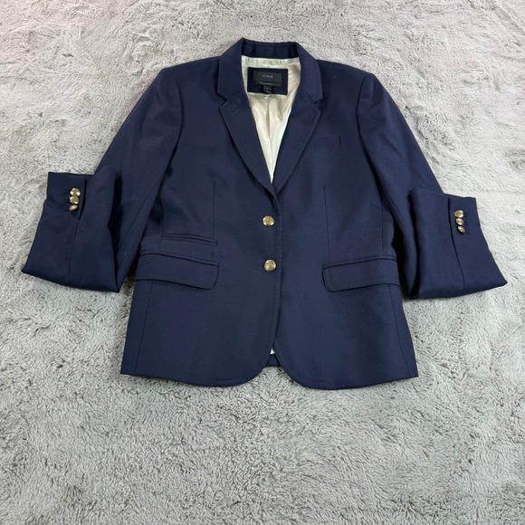 J. Crew Schoolboy Navy Wool Blazer Gold Button School Career Academia Women 8T - Picture 4 of 14